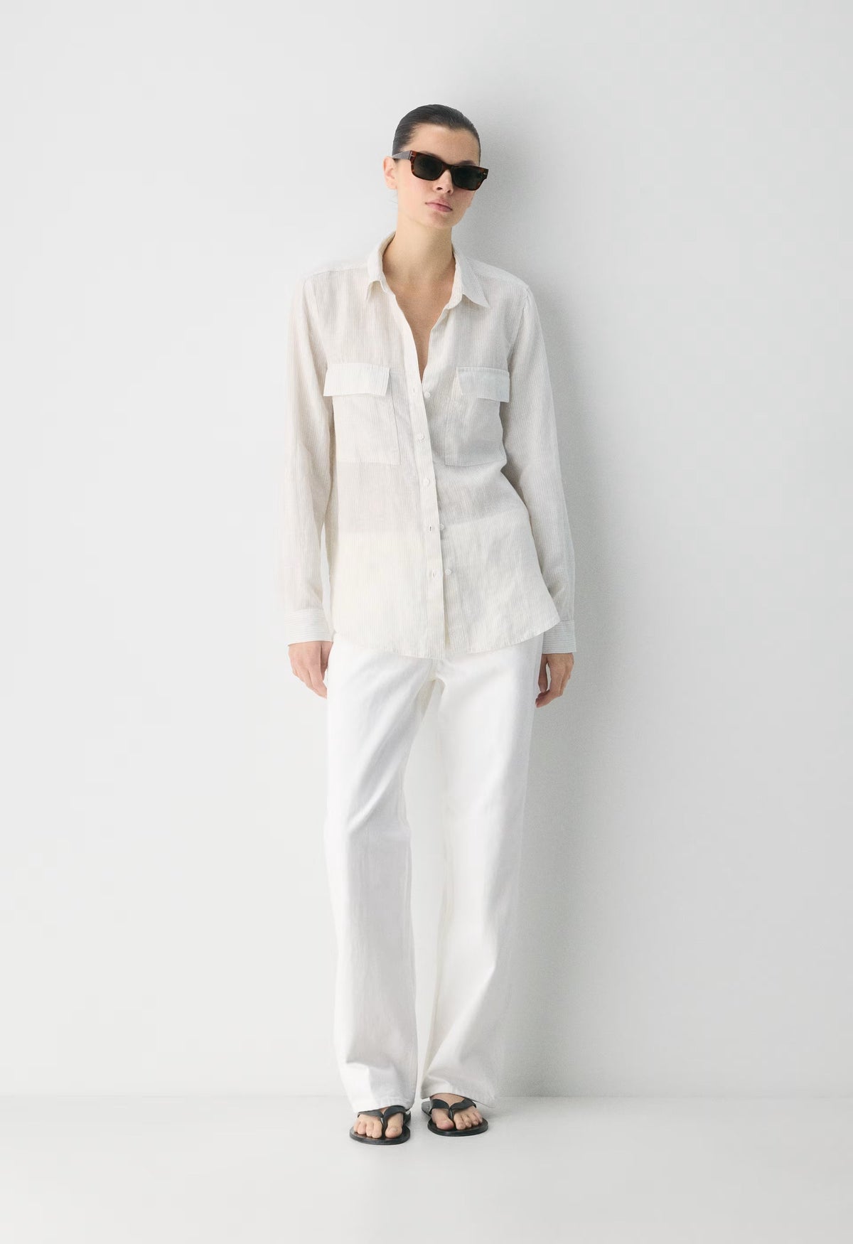 Utility Linen Shirt - WLN STP WHT/NTRL ECR