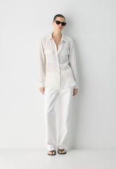 Utility Linen Shirt - WLN STP WHT/NTRL ECR