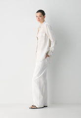 Utility Linen Shirt - WLN STP WHT/NTRL ECR