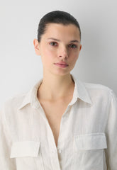Utility Linen Shirt - WLN STP WHT/NTRL ECR