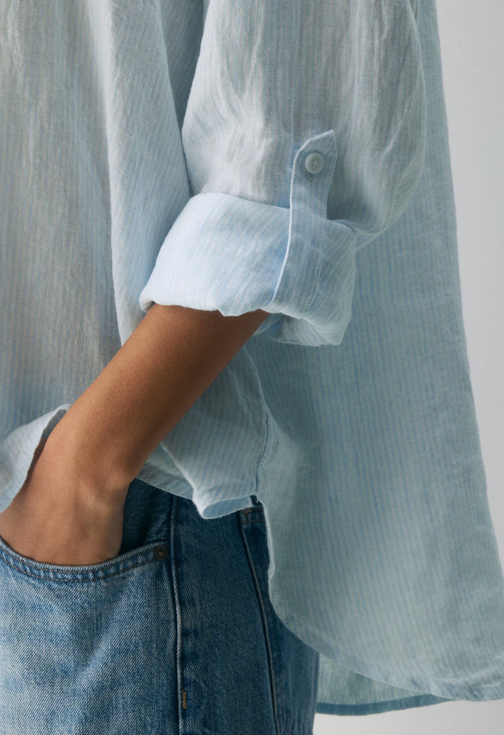 Archive Linen Shirt - VLABLU/BRGTWHT