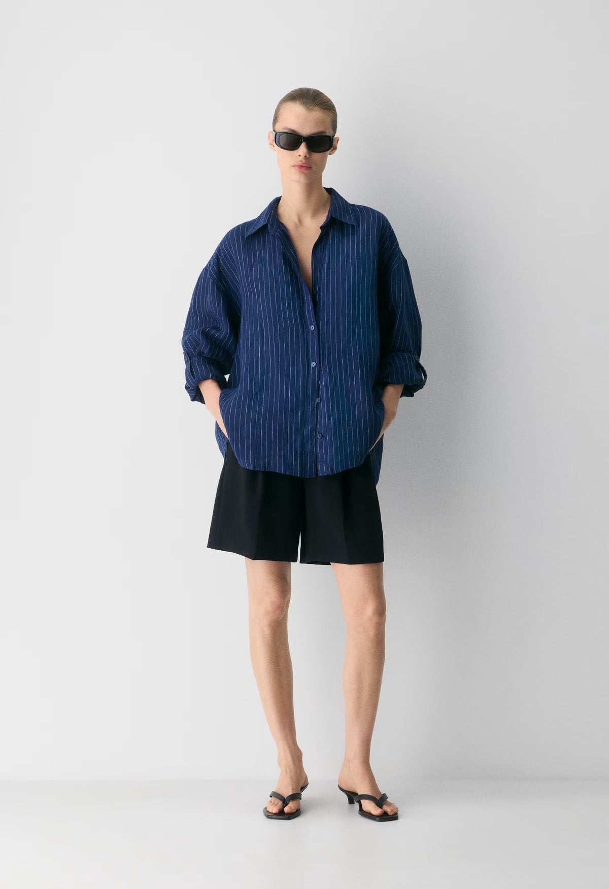 Archive Linen Shirt - SUSAN STRPE HRBR NV/W