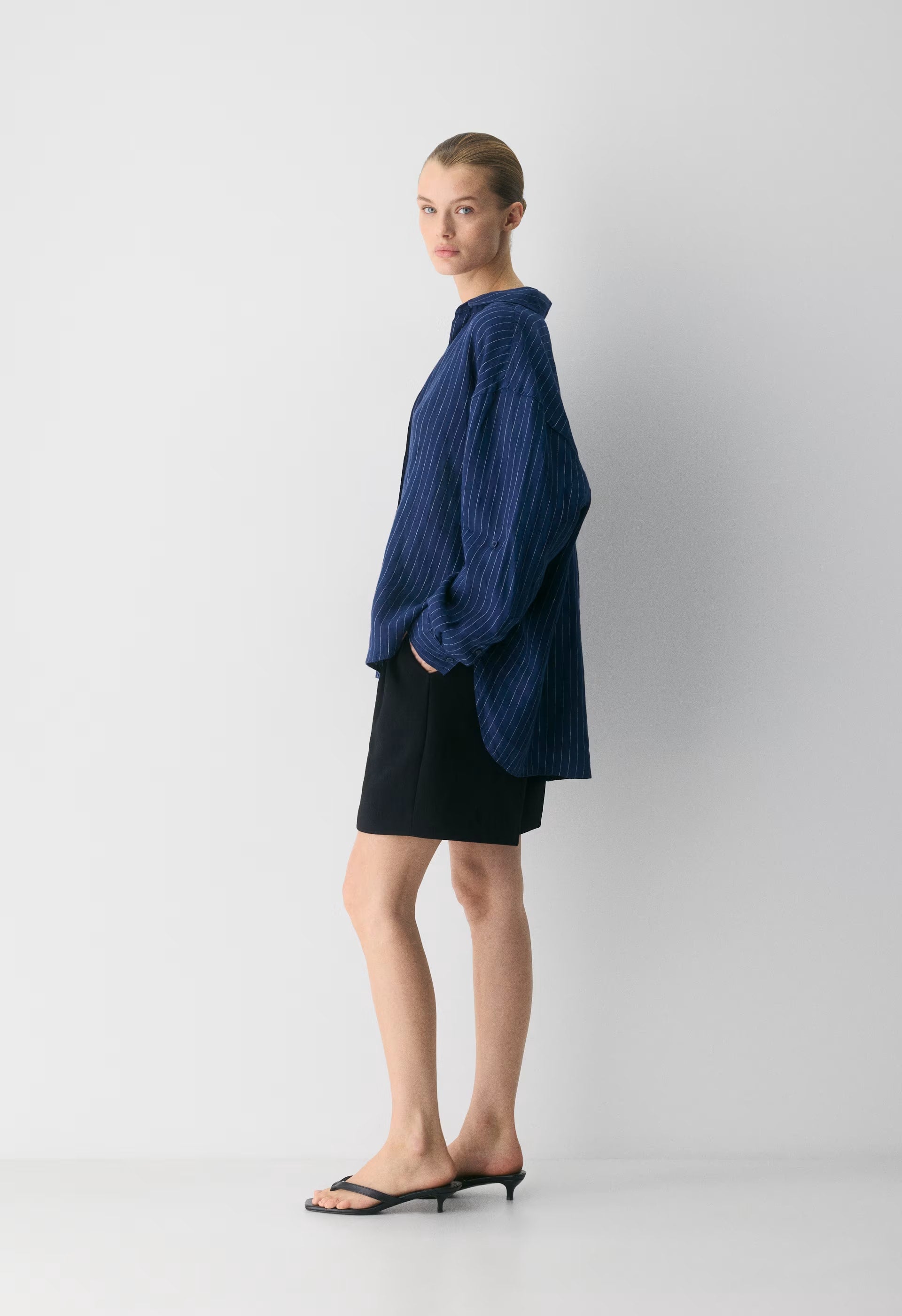 Archive Linen Shirt - SUSAN STRPE HRBR NV/W