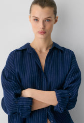 Archive Linen Shirt - SUSAN STRPE HRBR NV/W