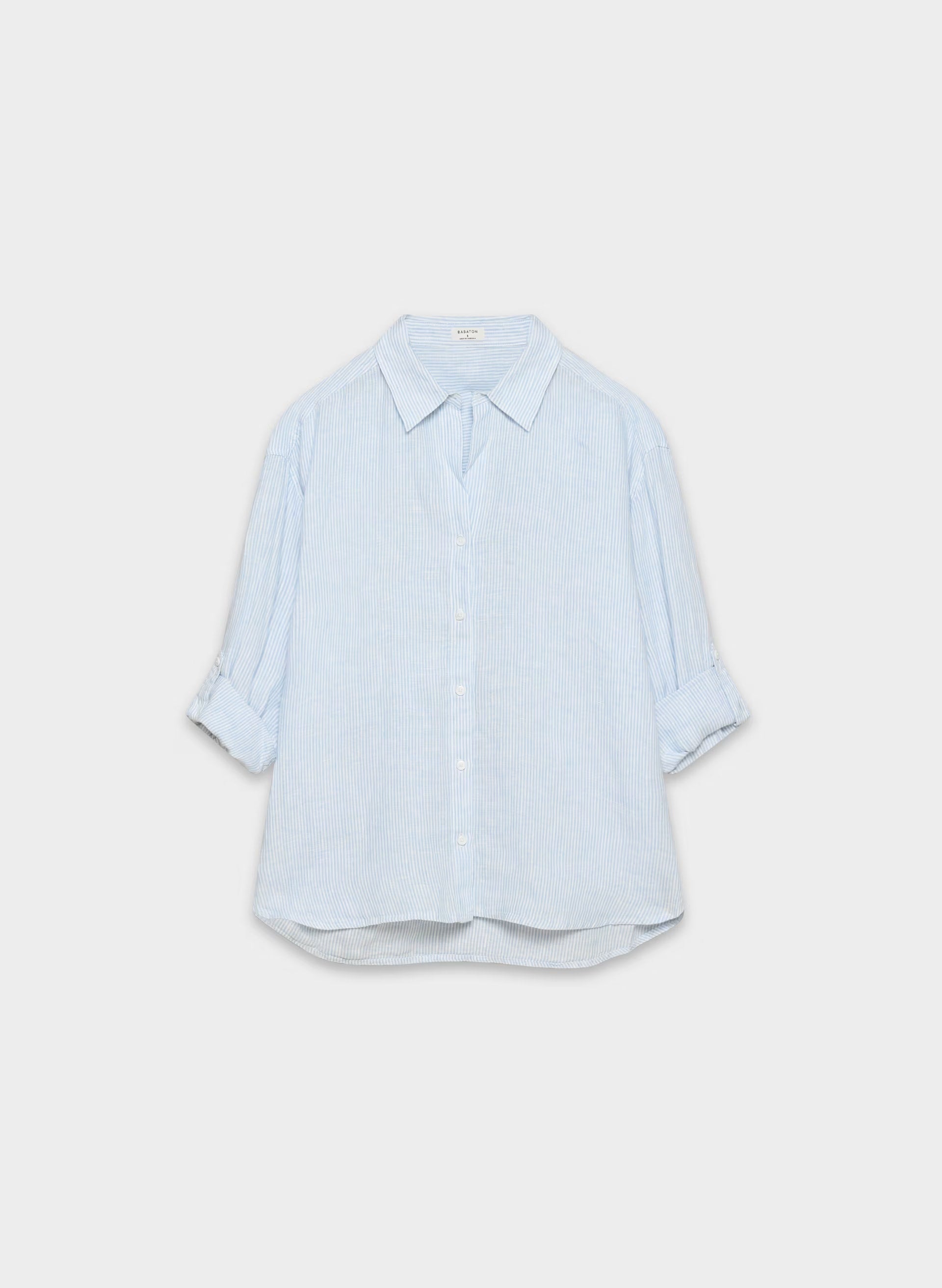 Archive Linen Shirt - WLN STP WHT/CRNFLR BL
