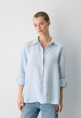 Archive Linen Shirt - WLN STP WHT/CRNFLR BL