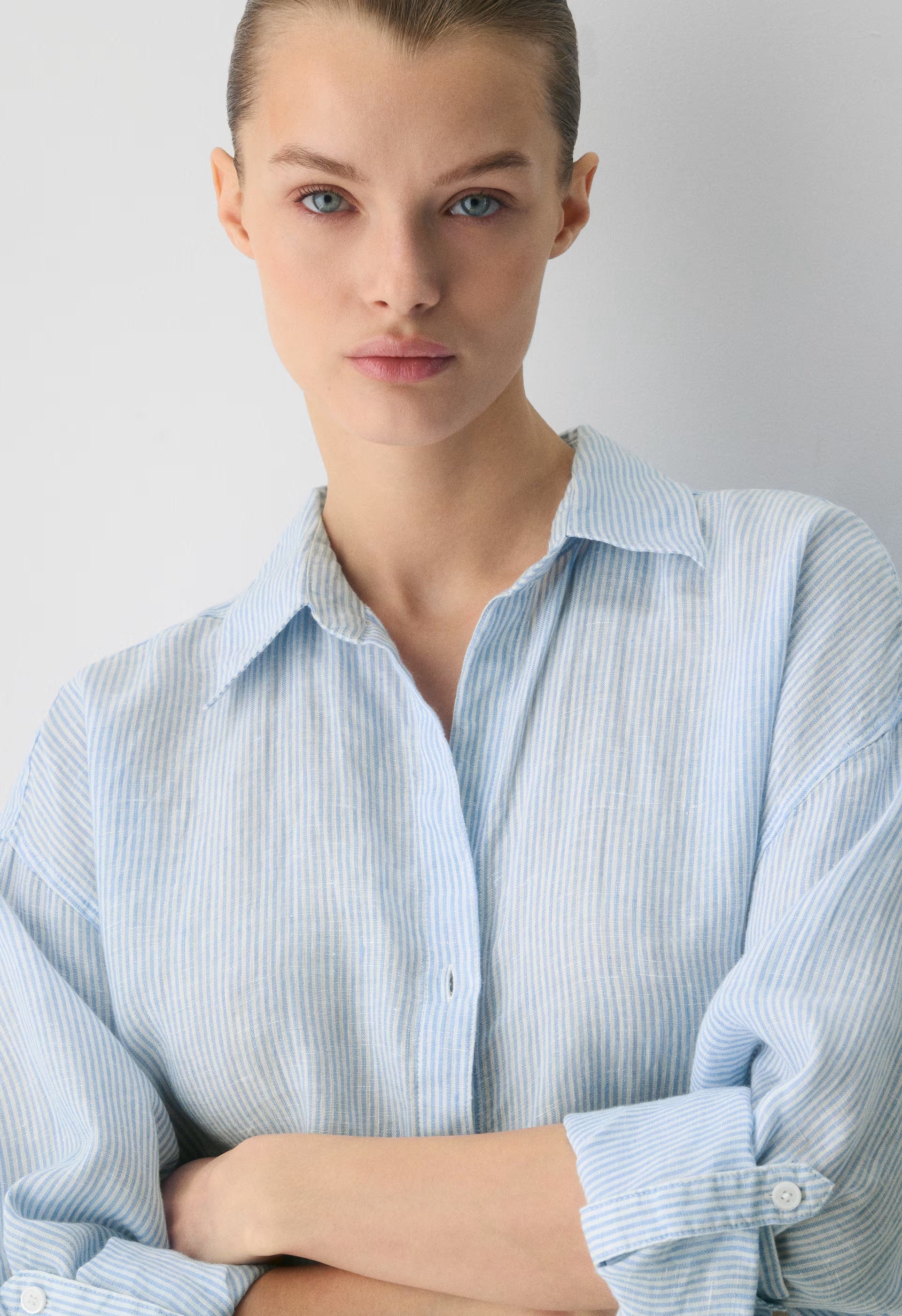 Archive Linen Shirt - WLN STP WHT/CRNFLR BL