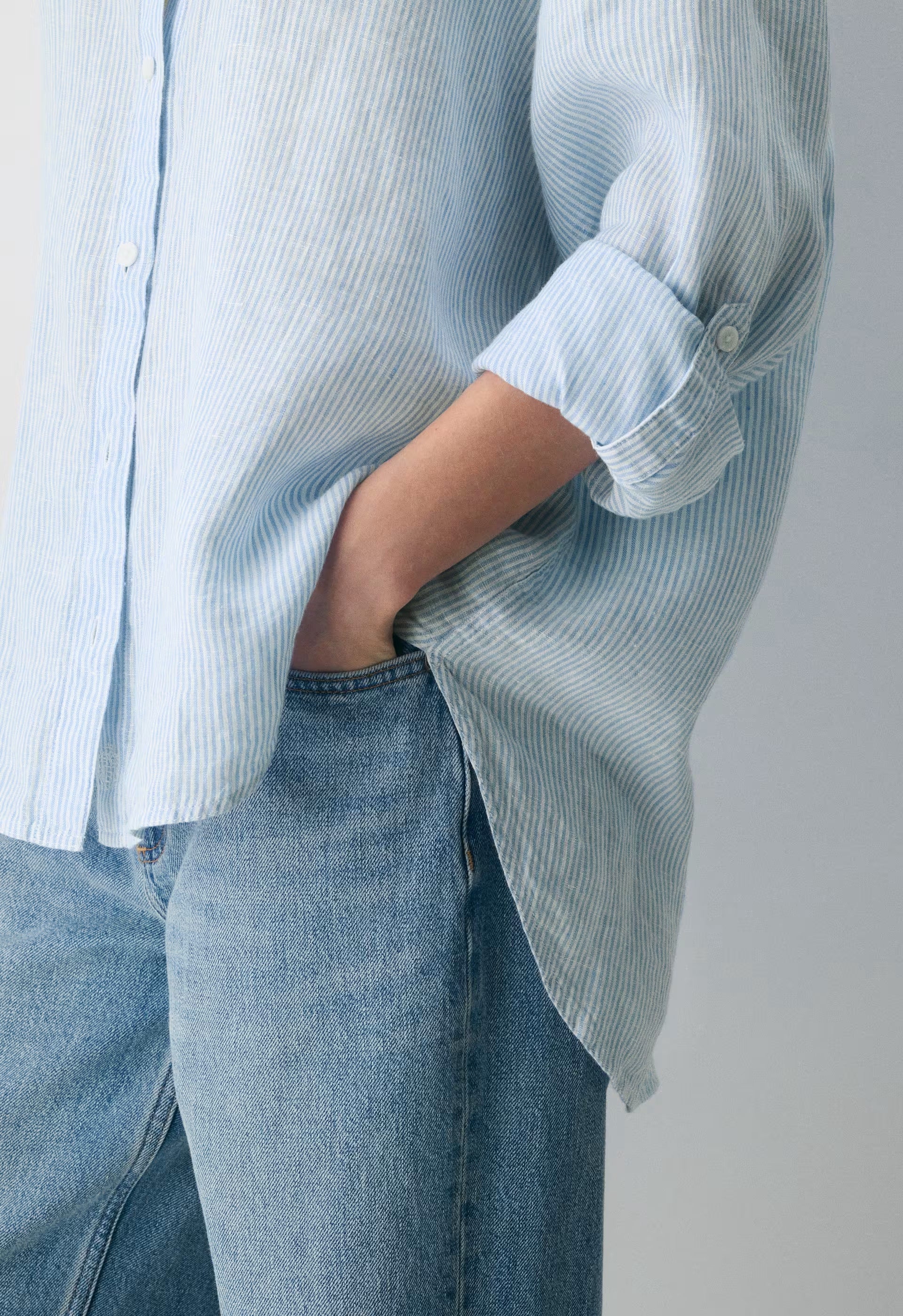 Archive Linen Shirt - WLN STP WHT/CRNFLR BL
