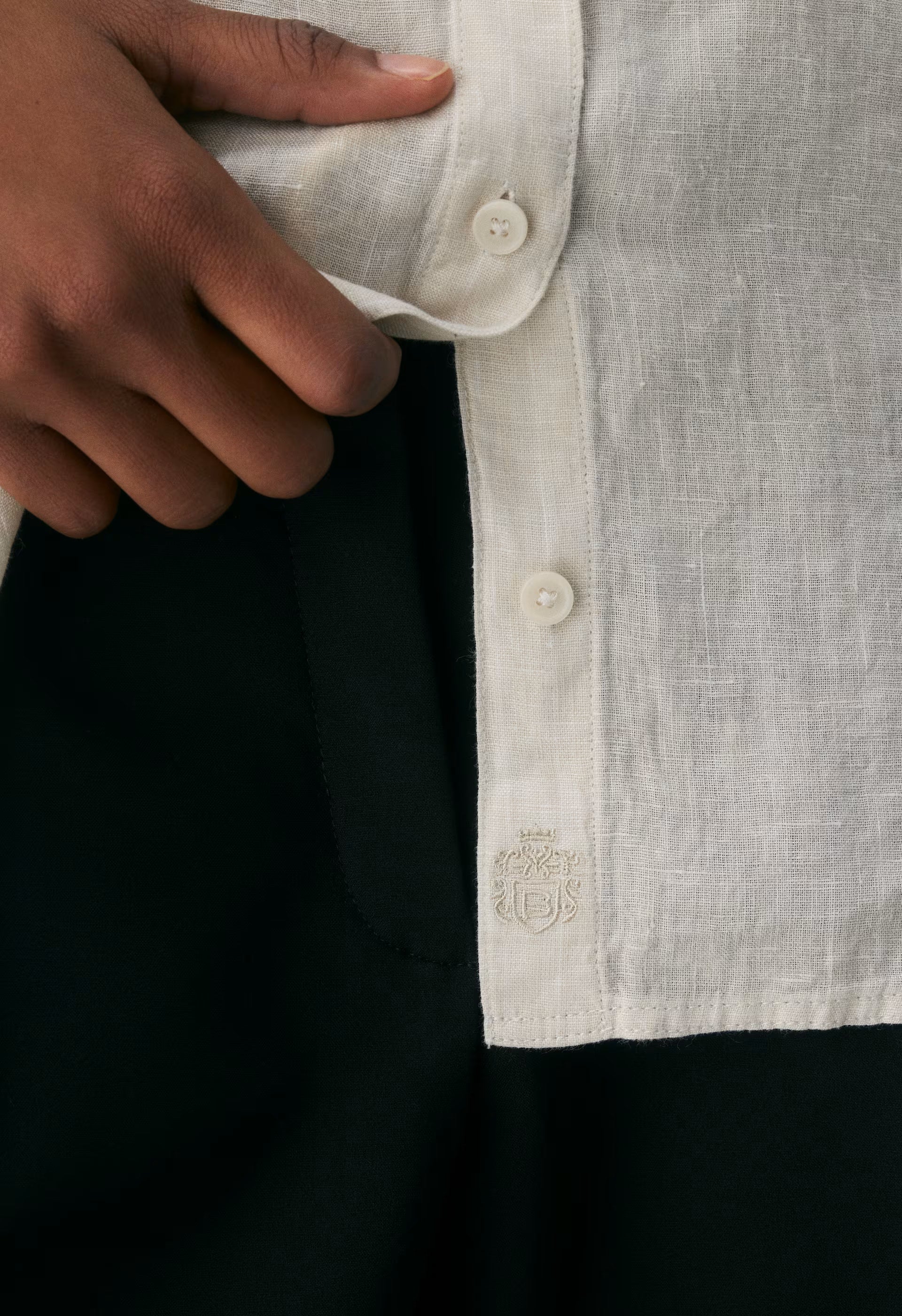 Archive Linen Shirt - BRD STP NTL ECR/WHT