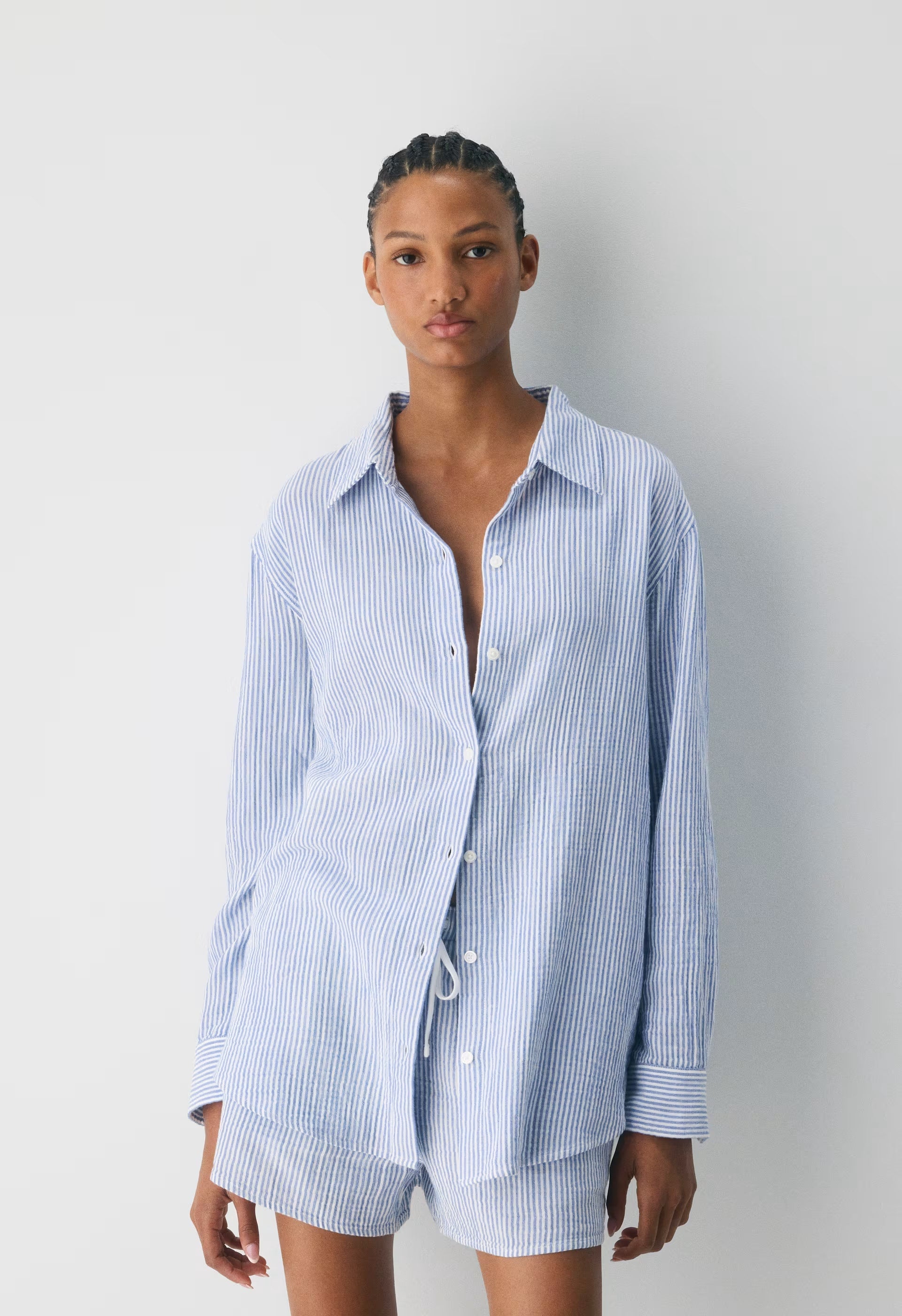 AirPlush Cotton™ Sail Shirt - LINSEY STRP FCH BL/WHT