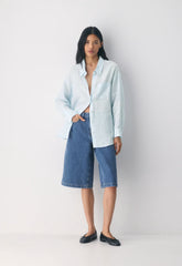 Reminisce Relaxed Linen Shirt - MTCHL STRP VLA BL/ OK