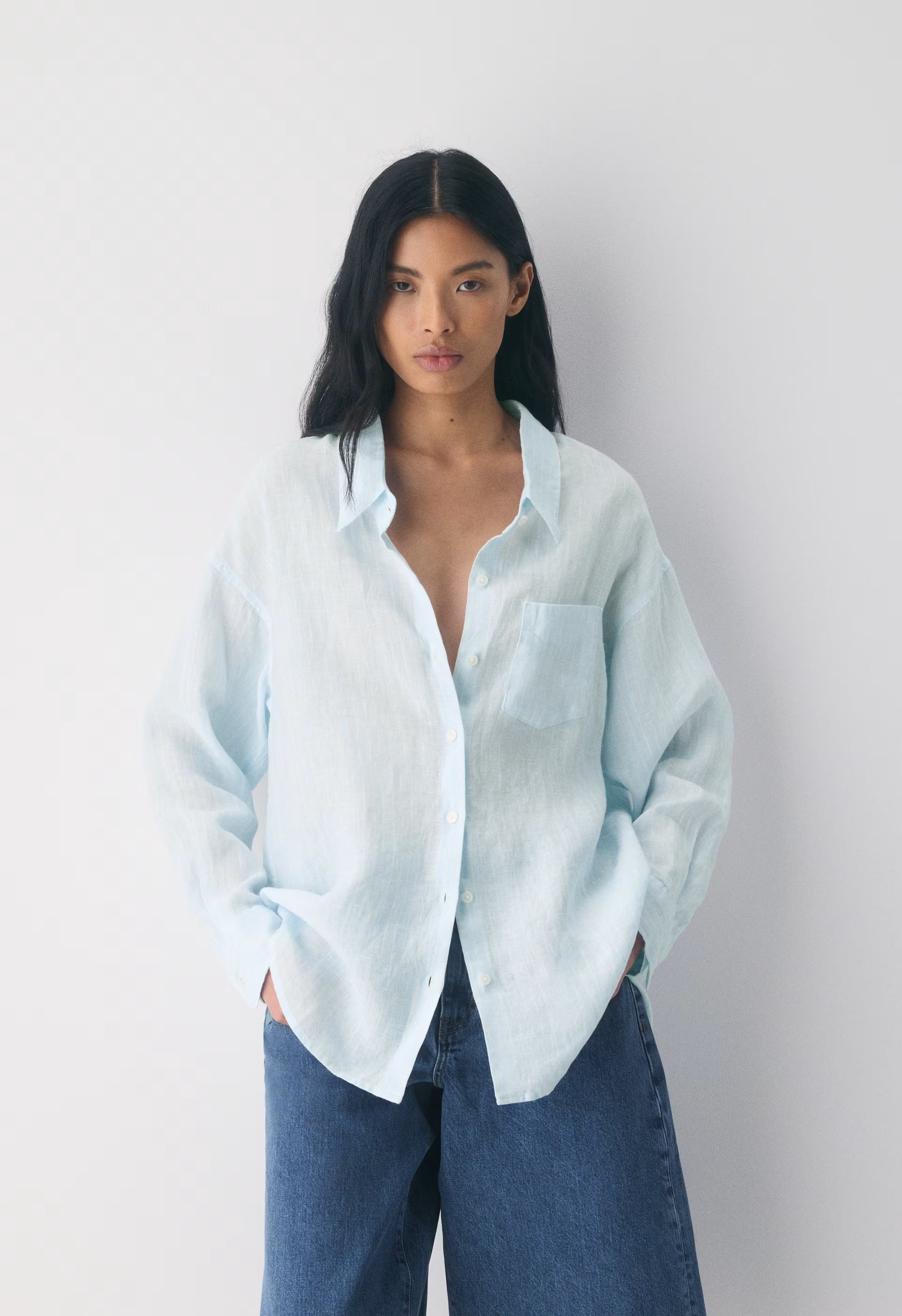 Reminisce Relaxed Linen Shirt - MTCHL STRP VLA BL/ OK
