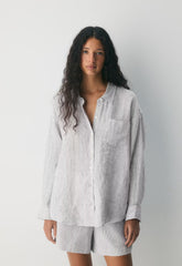 Reminisce Relaxed Linen Shirt - MILN STRIPE W/HRBR NV