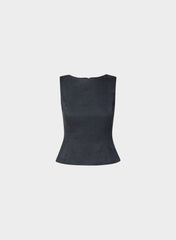 Enigma Linen Top - DARK NIGHT NAVY
