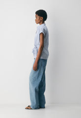 Blueprint Poplin Shirt - LNY STP FRC BL/BRT WHT