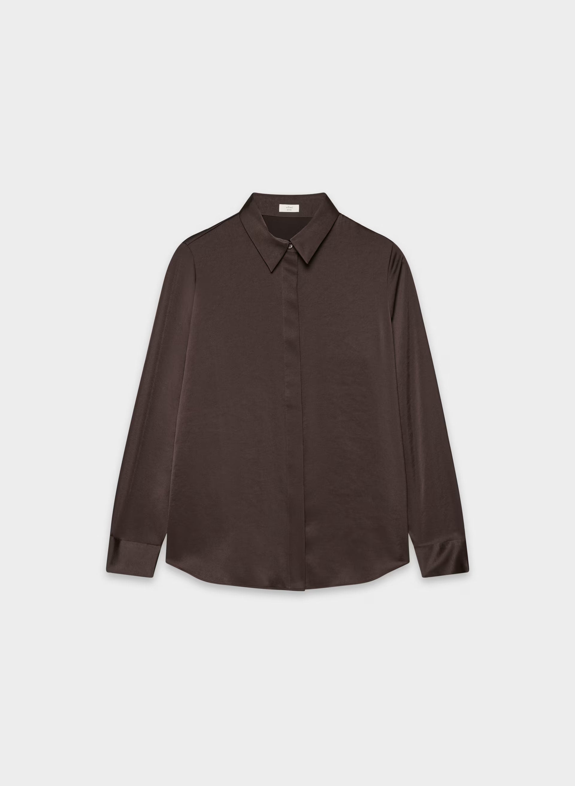 Baker Satin Shirt - RICH MOCHA BROWN