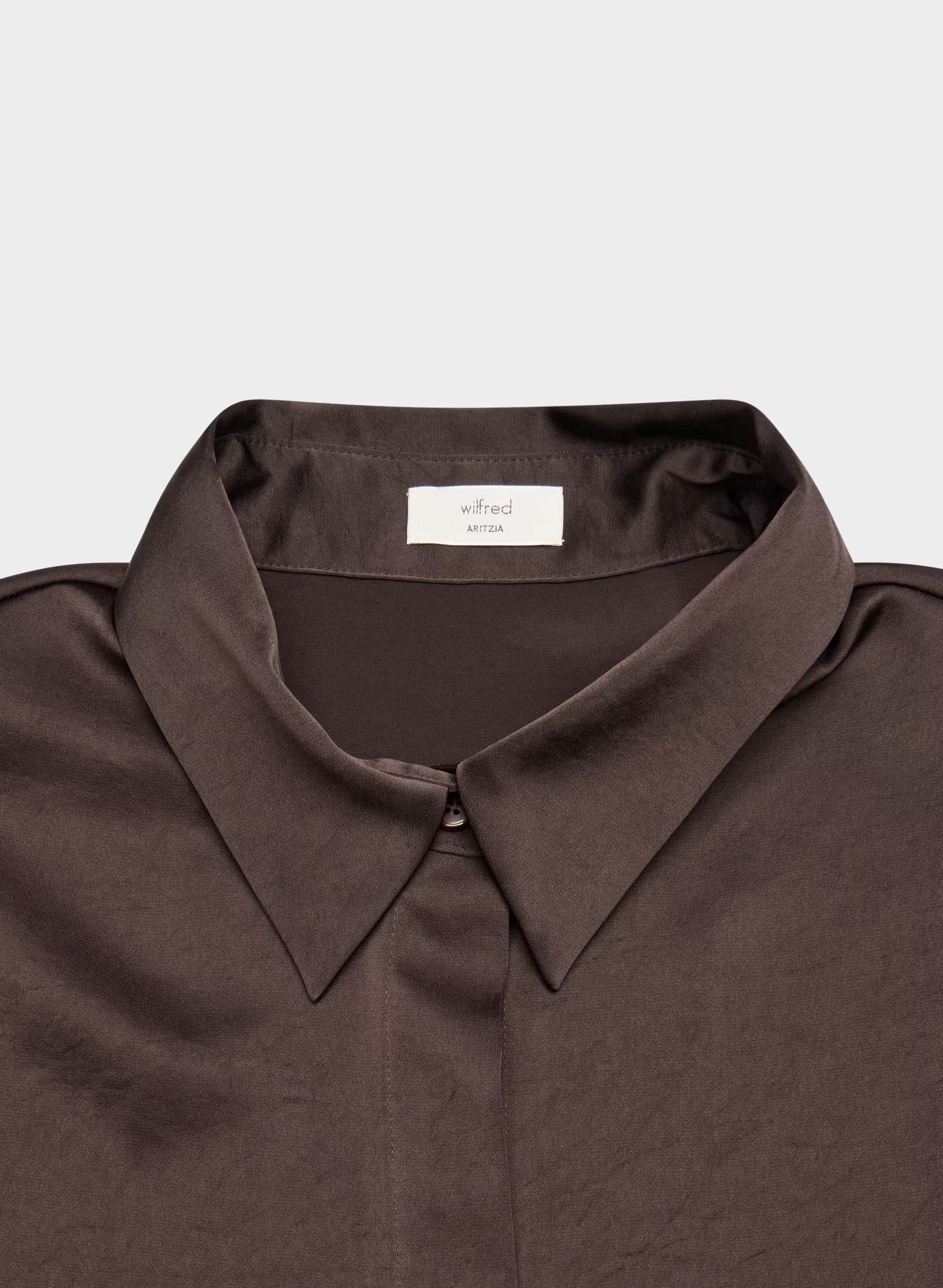 Baker Satin Shirt - RICH MOCHA BROWN
