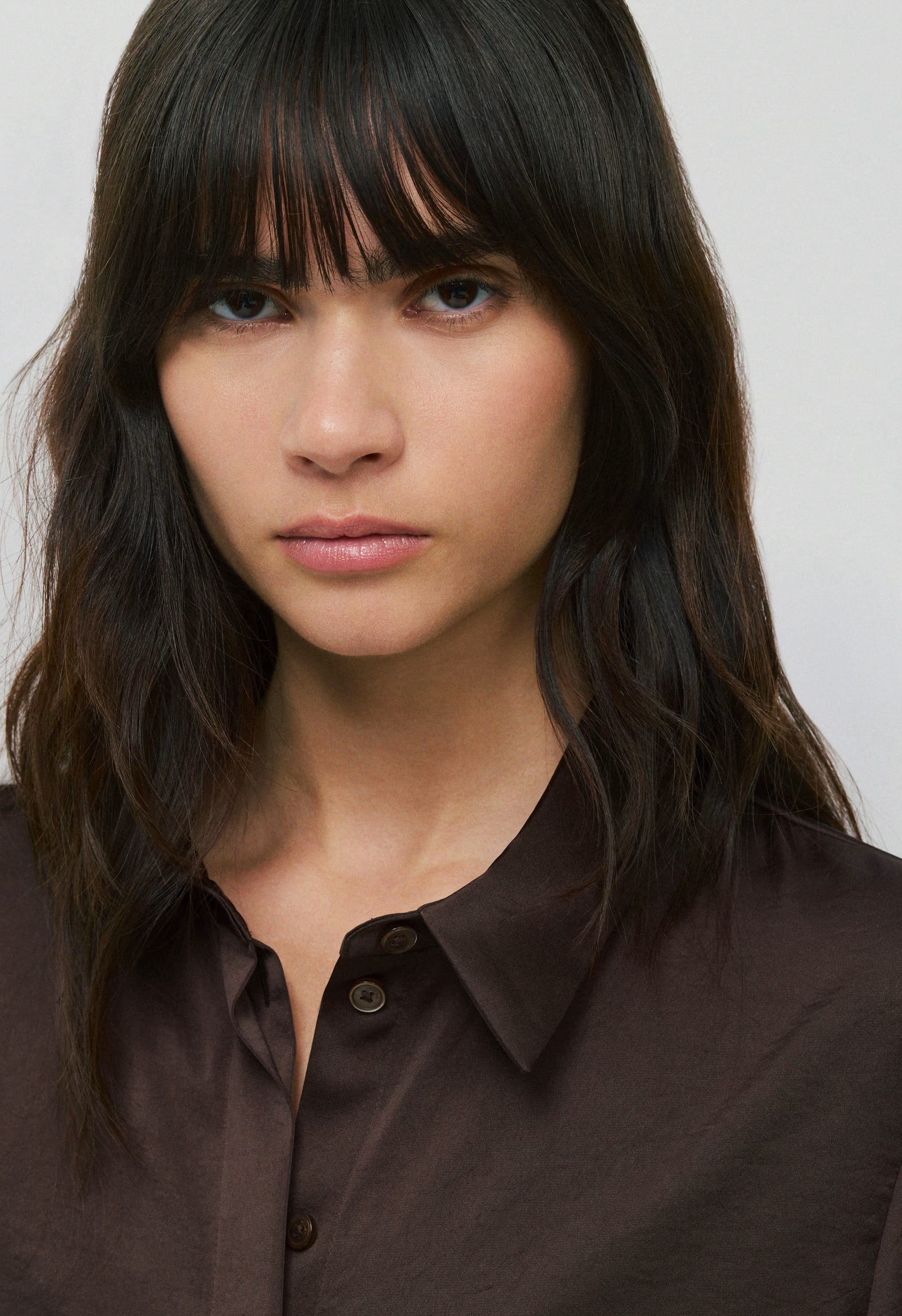 Baker Satin Shirt - RICH MOCHA BROWN