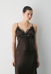 Foxtrot Satin Camisole - RICH MOCHA BROWN/BLACK