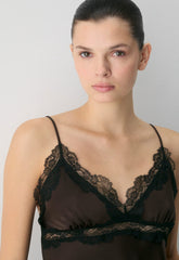 Foxtrot Satin Camisole - RICH MOCHA BROWN/BLACK