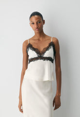 Foxtrot Satin Camisole - LIGHT BIRCH/BLACK