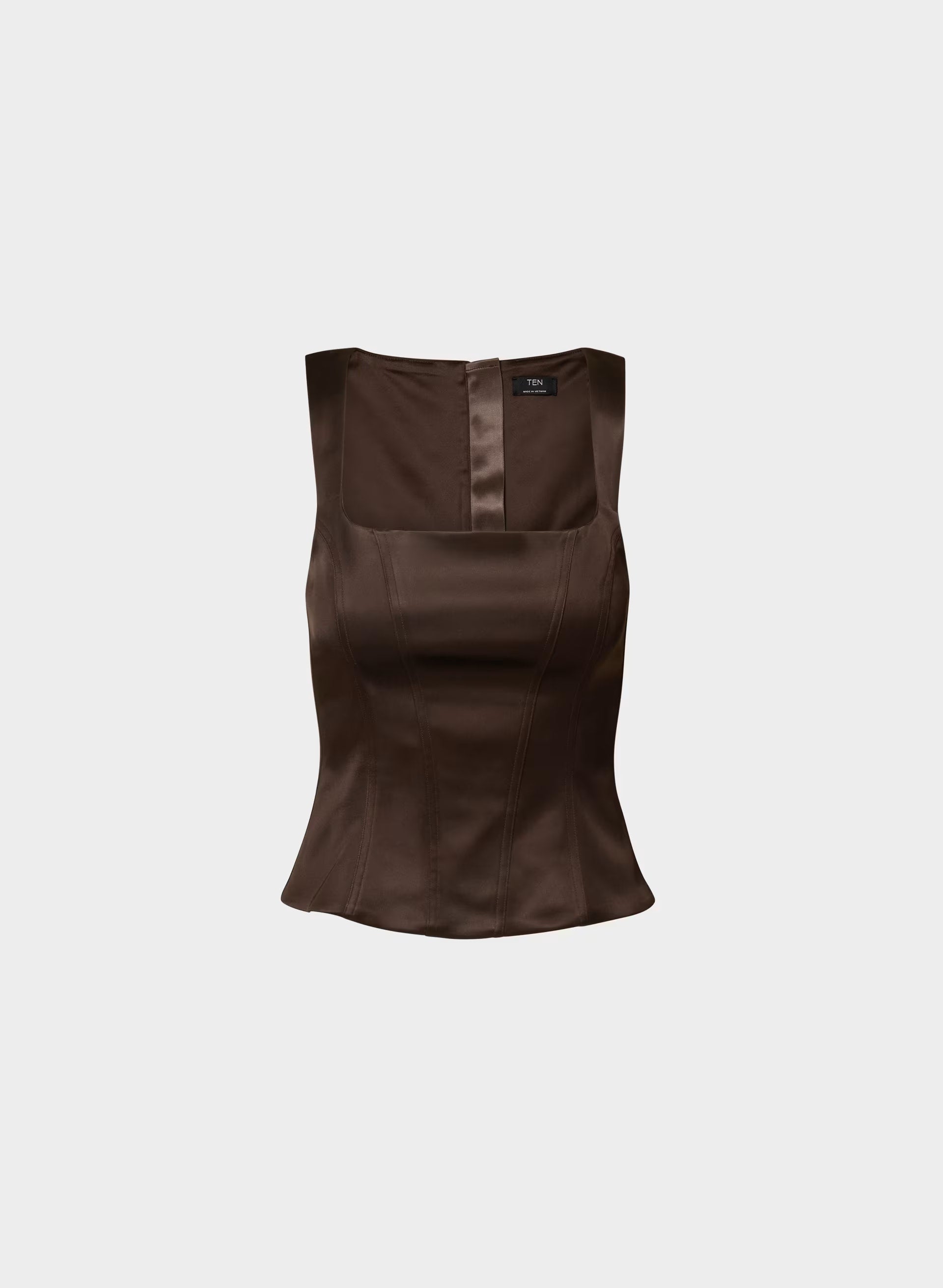 Caprice Satin Bustier - RICH MOCHA BROWN