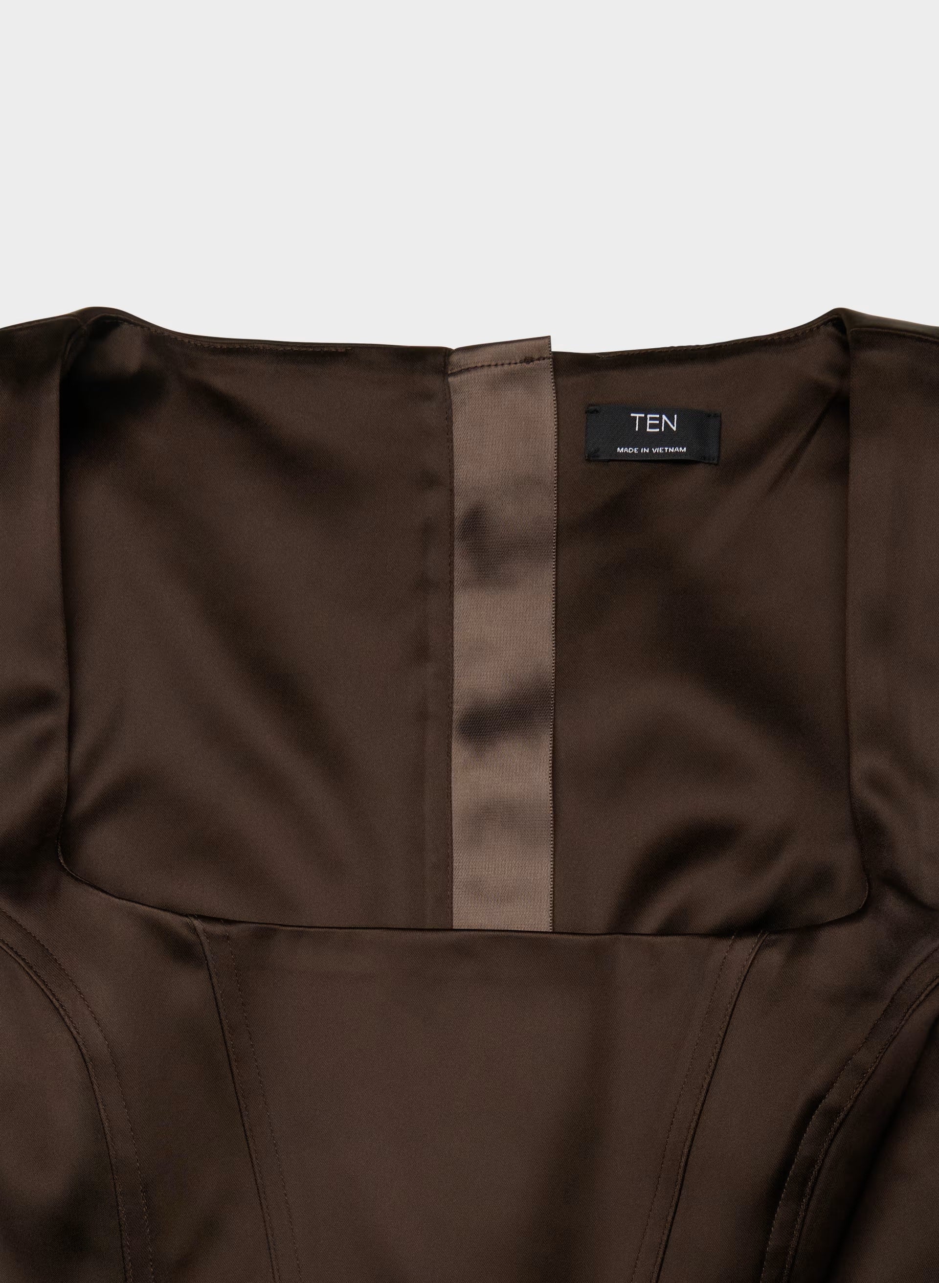 Caprice Satin Bustier - RICH MOCHA BROWN