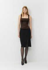 Caprice Satin Bustier - RICH MOCHA BROWN