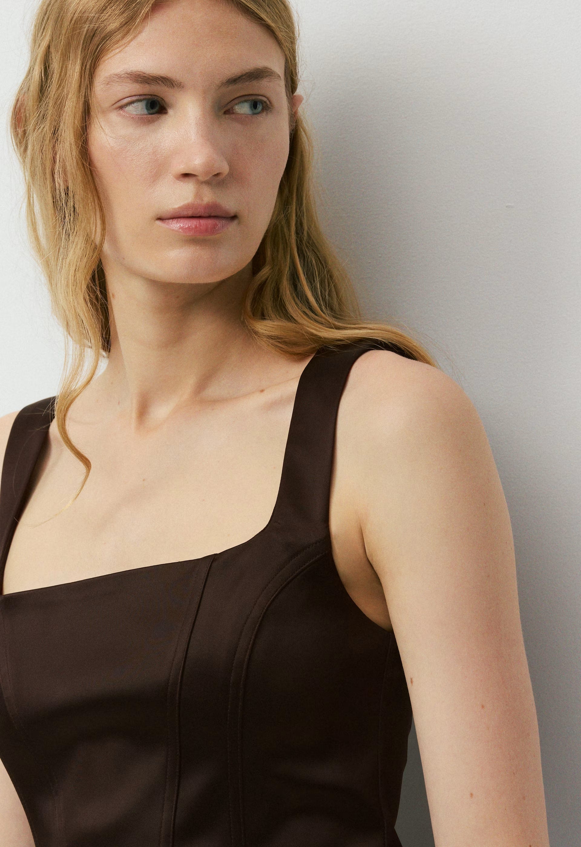 Caprice Satin Bustier - RICH MOCHA BROWN