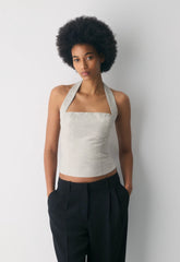 Whisper Linen Halter Top - UNDYED ECRU