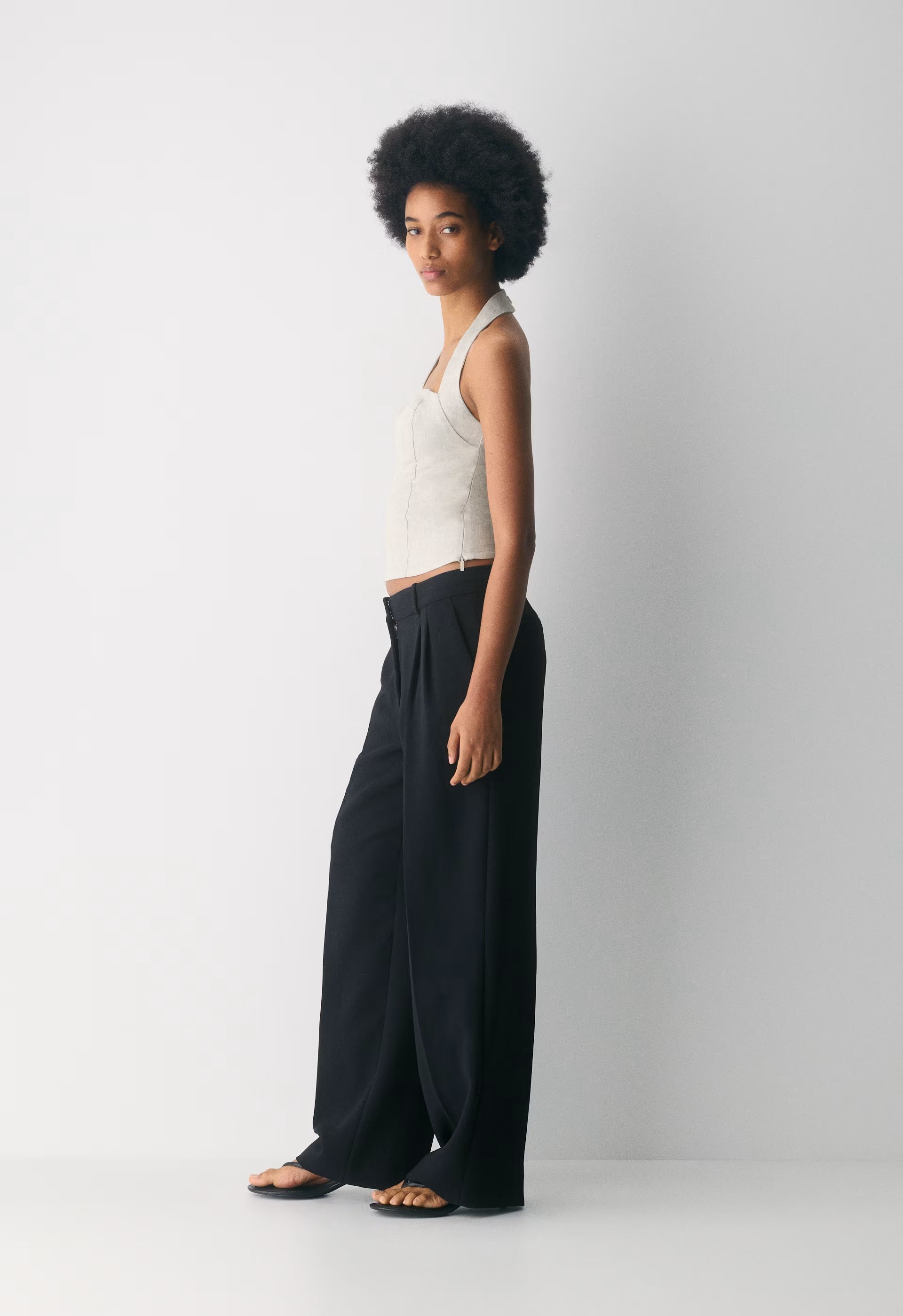 Whisper Linen Halter Top - UNDYED ECRU
