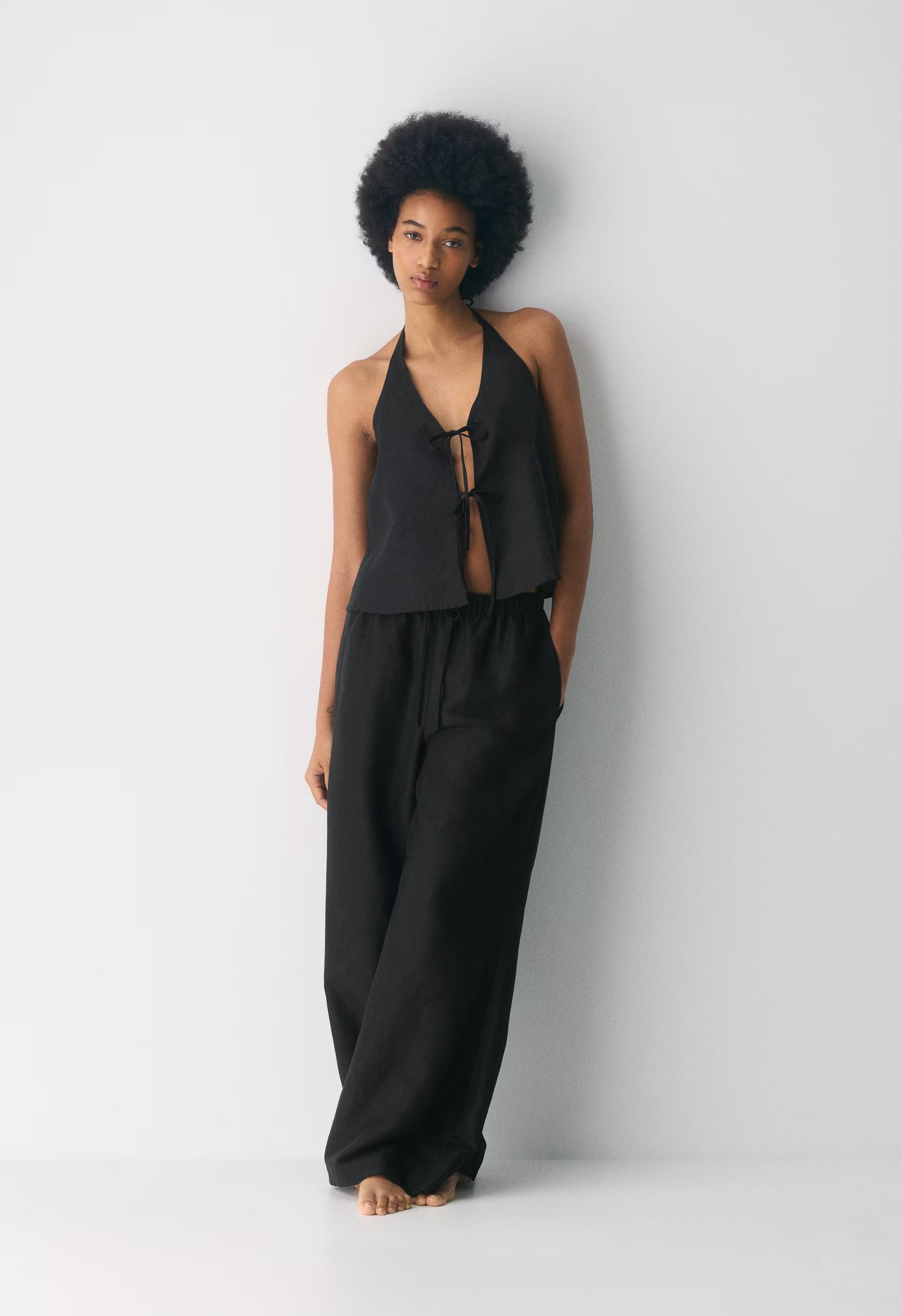 Rove Linen Halter Top - VILLA PINK