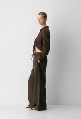 Connection Linen Blouse - RICH MOCHA BROWN