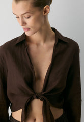 Connection Linen Blouse - RICH MOCHA BROWN