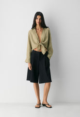 Connection Linen Blouse - MARTINI OLIVE