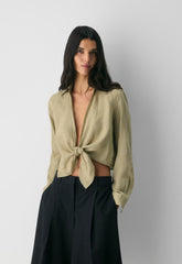 Connection Linen Blouse - MARTINI OLIVE