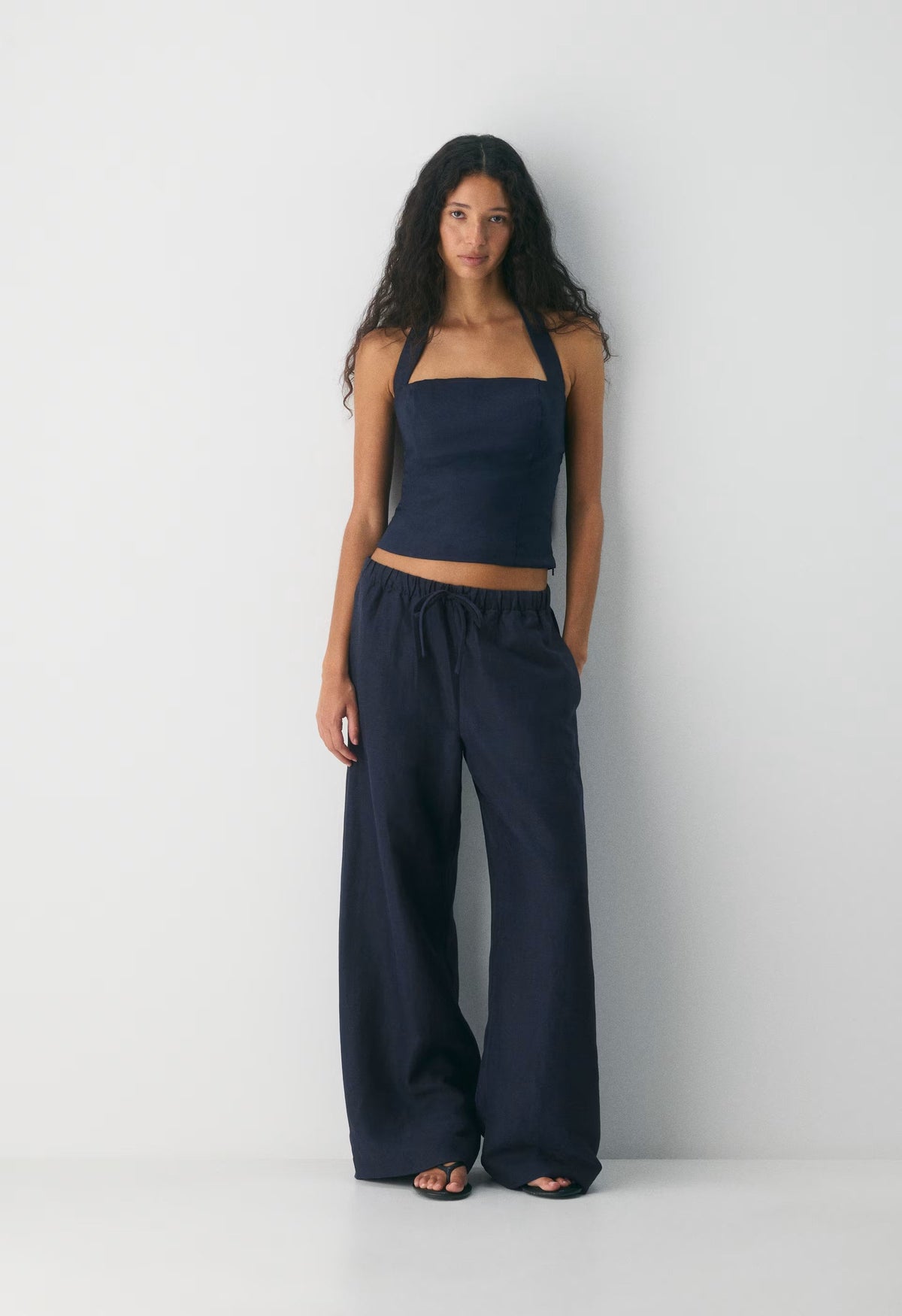 Whisper Linen Halter Top - ADMIRAL
