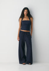 Whisper Linen Halter Top - ADMIRAL