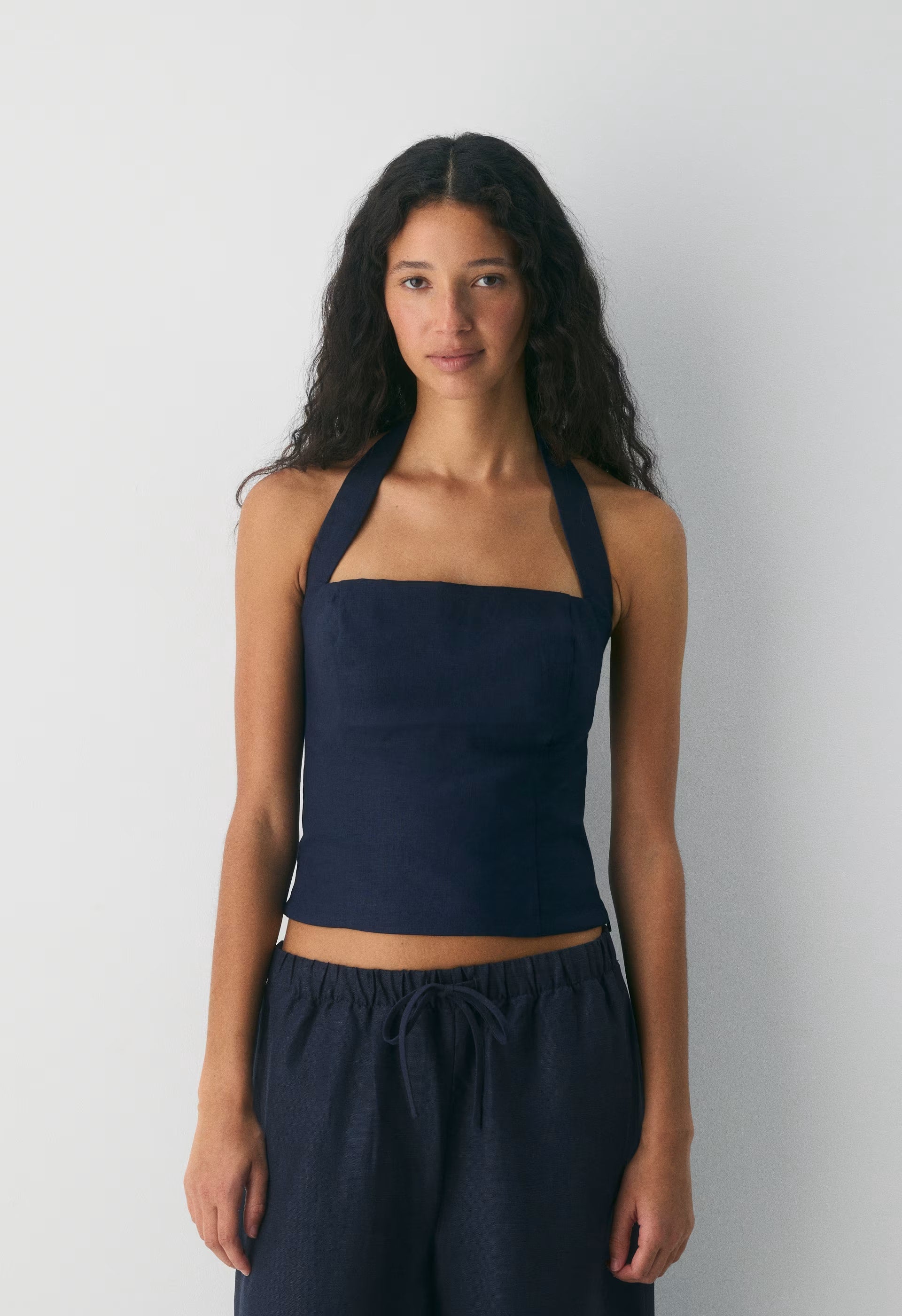 Whisper Linen Halter Top - ADMIRAL