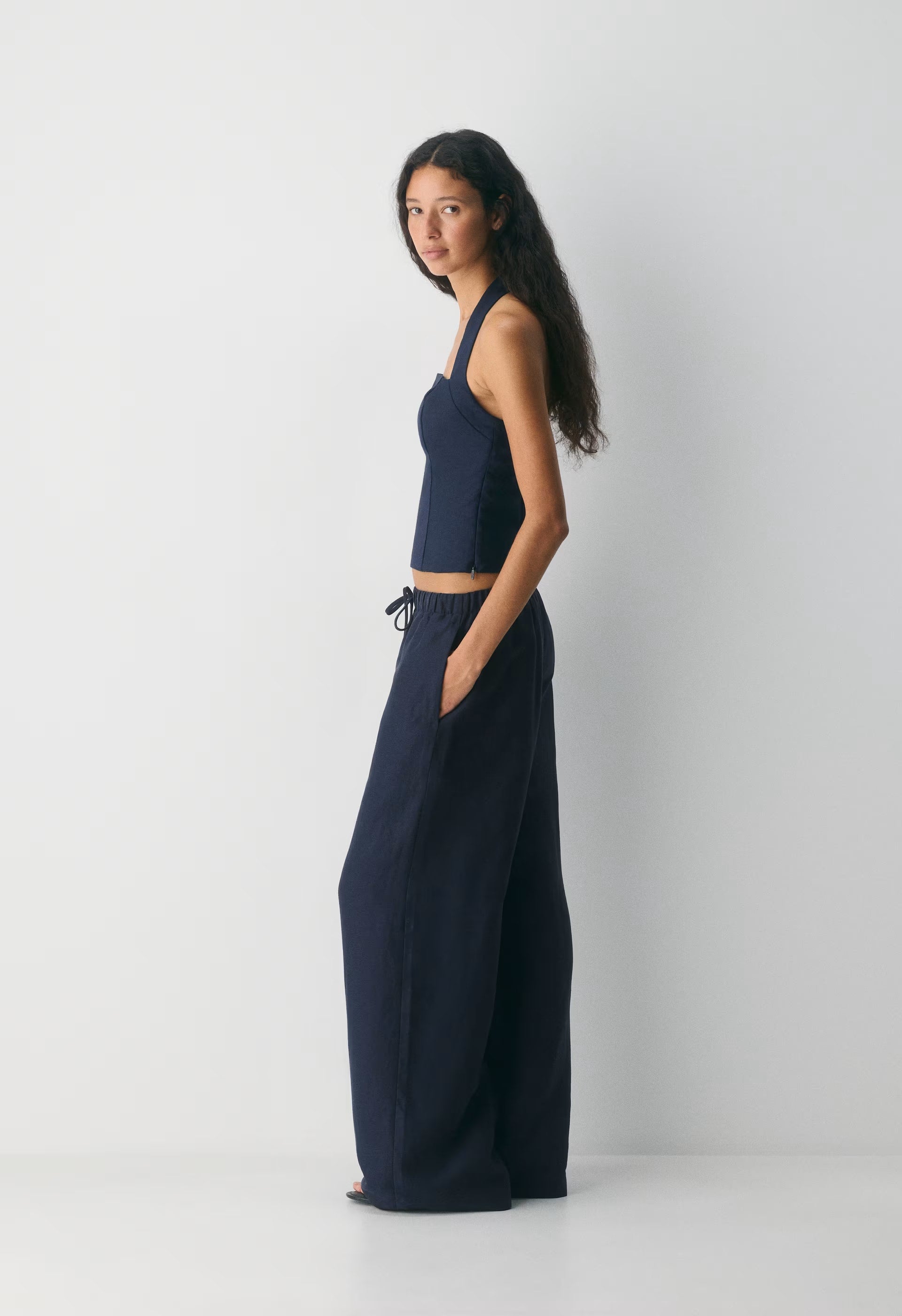 Whisper Linen Halter Top - ADMIRAL