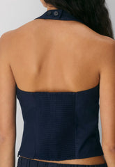 Whisper Linen Halter Top - ADMIRAL