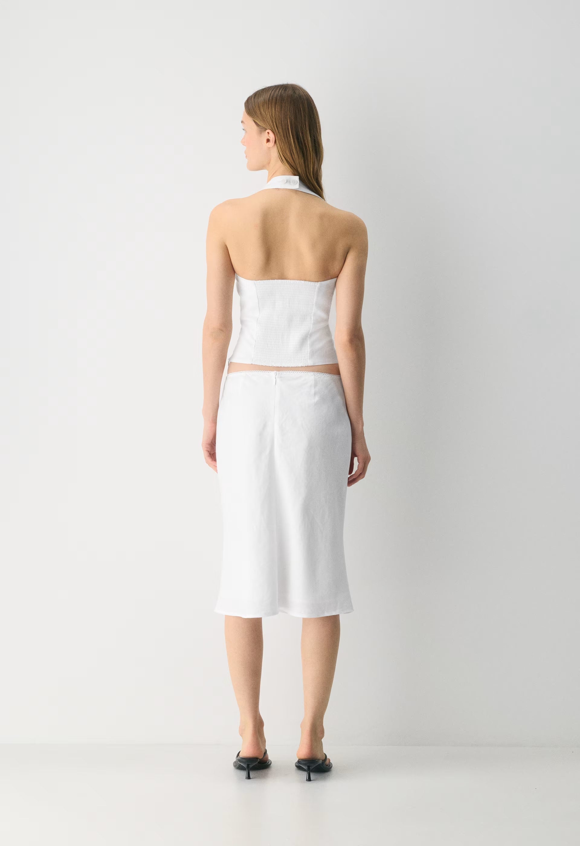 Whisper Linen Halter Top - WHITE