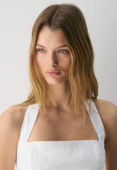 Whisper Linen Halter Top - WHITE