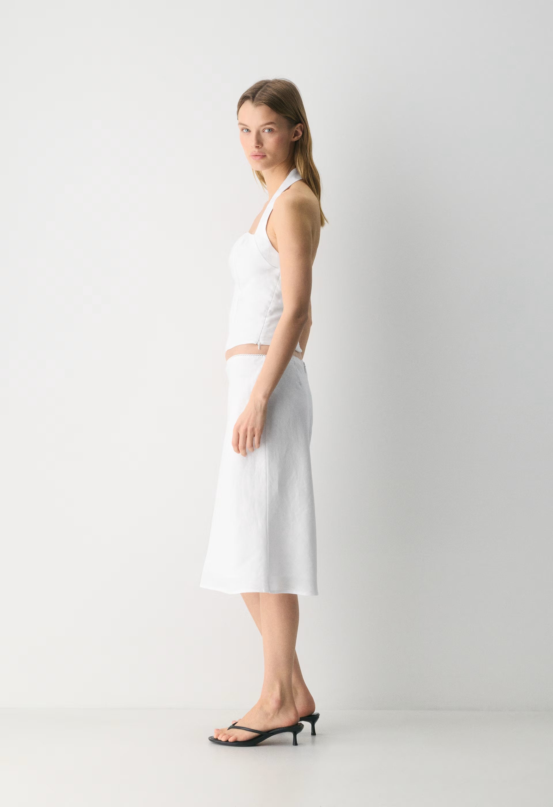 Whisper Linen Halter Top - WHITE
