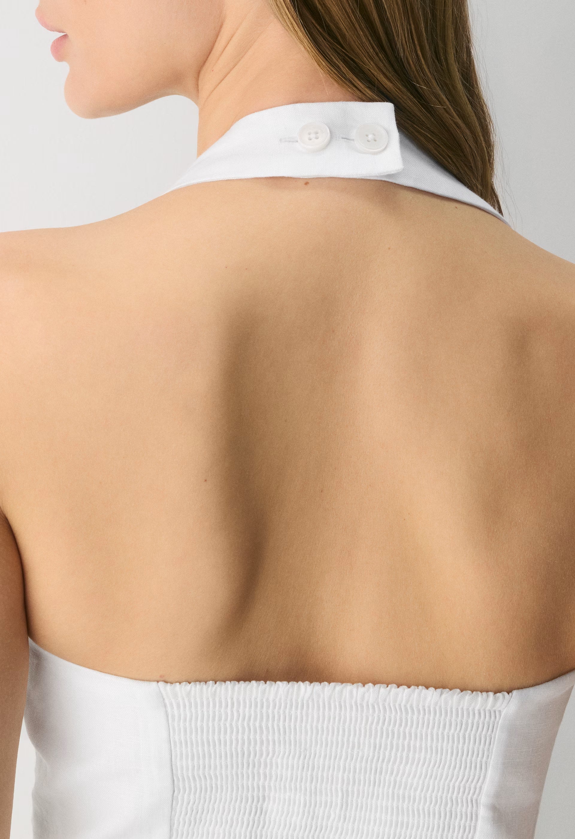 Whisper Linen Halter Top - WHITE
