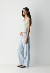 Whisper Linen Halter Top - AGAVE GREEN