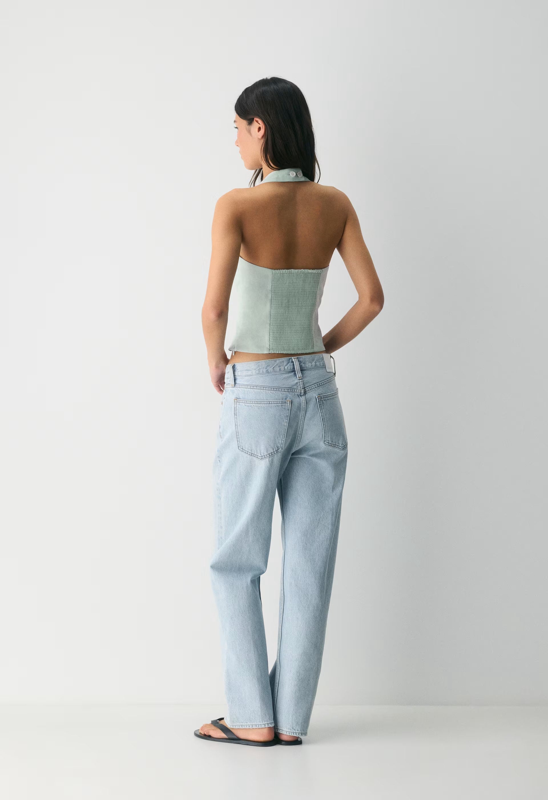 Whisper Linen Halter Top - AGAVE GREEN
