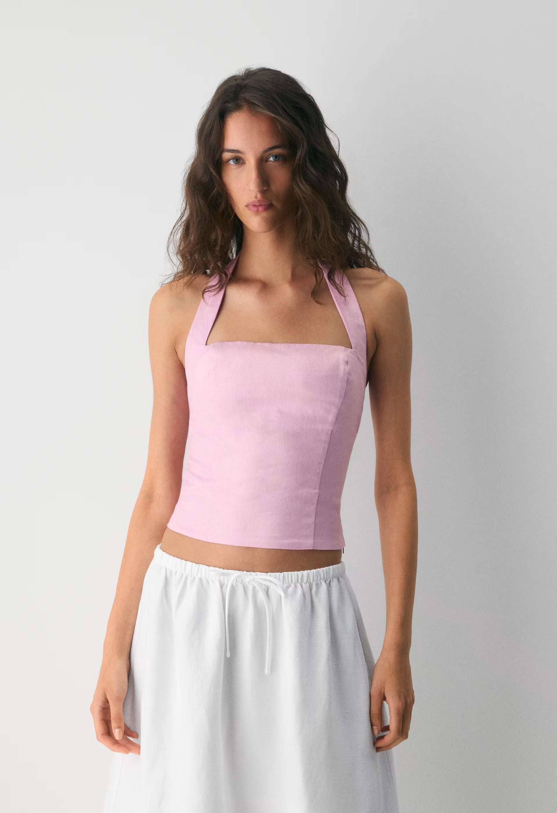 Whisper Linen Halter Top - SWEET PEA PURPLE