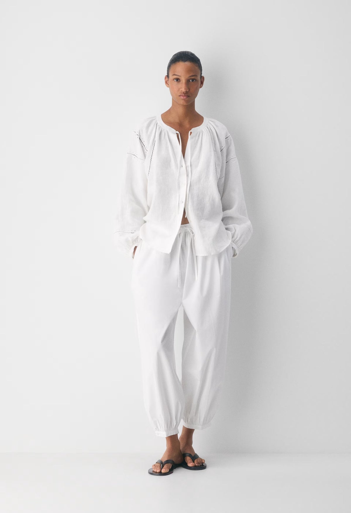 Cabana Linen Blouse - WHITE