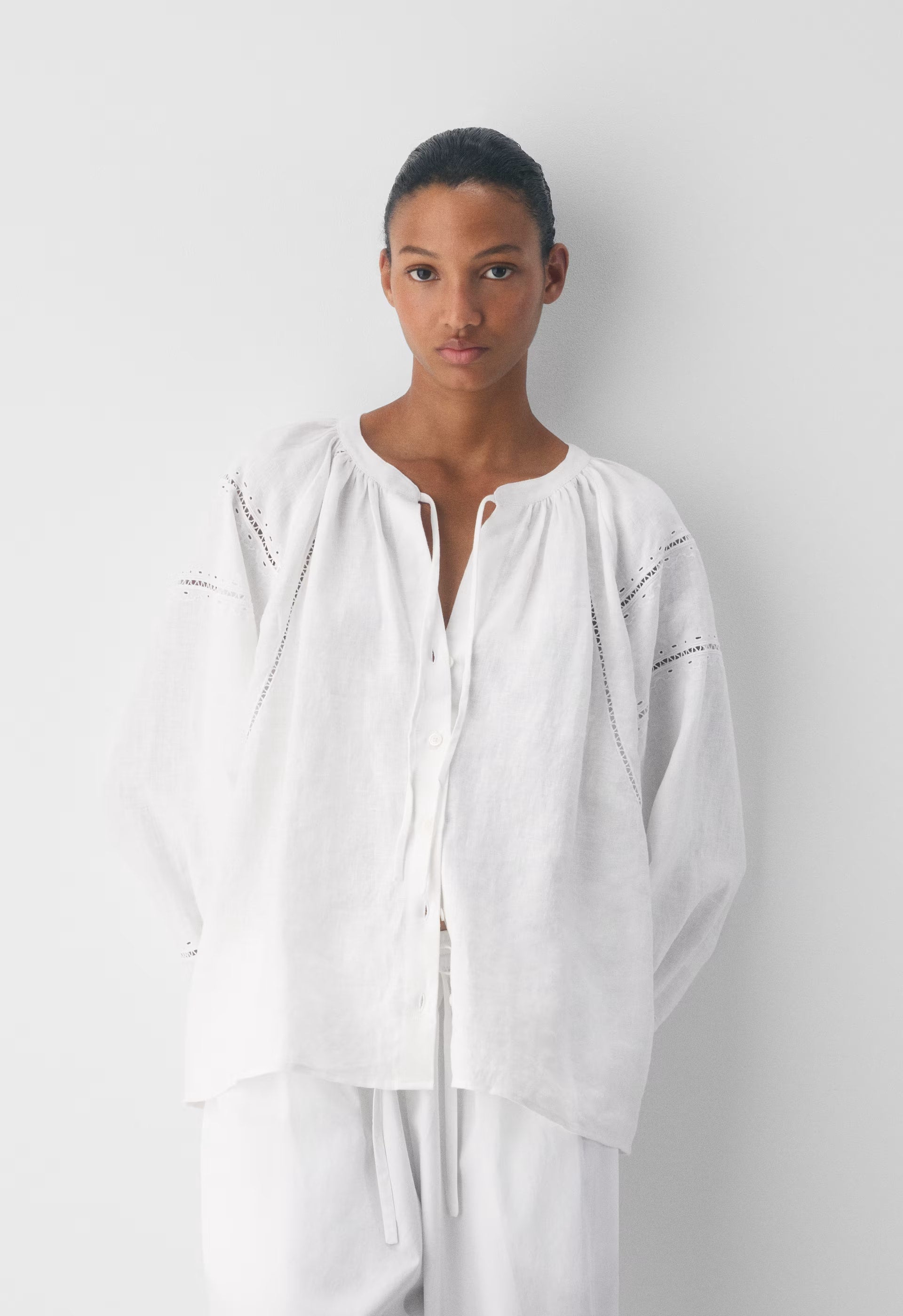 Cabana Linen Blouse - WHITE